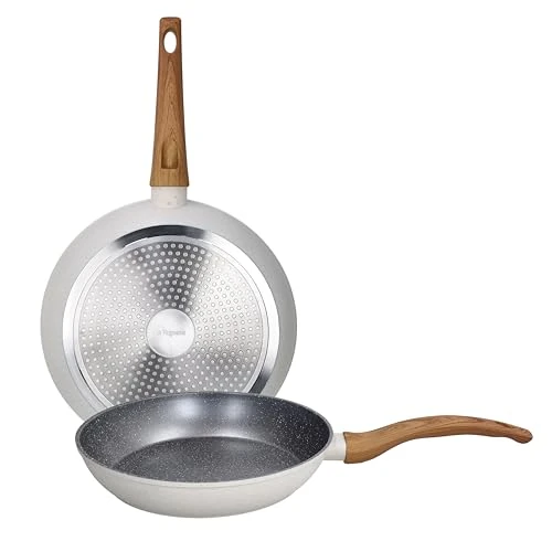 Tognana Pepper Bamboo Set 2 Sartenes 24/28 cm, Aluminio Estampado, Aluminio Forjado, Aluminio Fundido, Blanco