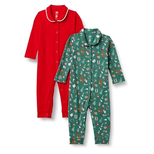 Limited-time offer: Amazon Essentials x Sofia Grainge Unisex Babies' Footless Sleepsuit, Pack of 2, Holiday/Red, 0-3 Months from 10.29 £ to 10.29 £ (save 0.00%)