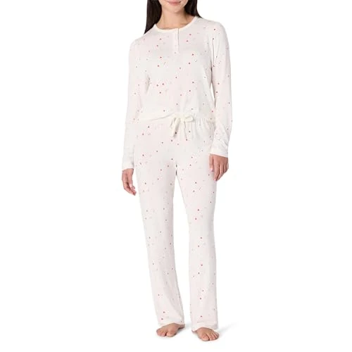 Zeitlich begrenztes Angebot: Amazon Essentials x Sofia Grainge Damen Langärmeliges Henley-Pyjama-Set, Elfenbein Viele Herzen, L von 23.80 € auf 22.03 € (7% Rabatt)