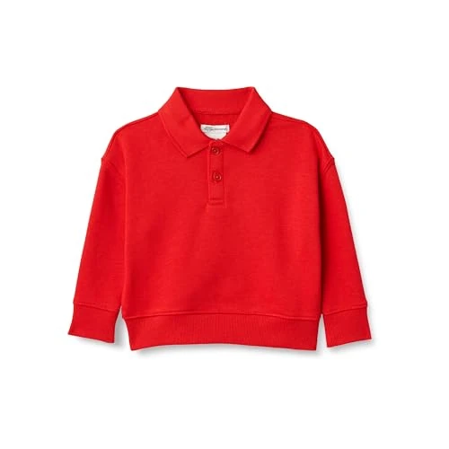 Amazon Essentials X Sofia Grainge Baby Jungen French Terry Polo-Sweatshirt, Rot, 12 Monate