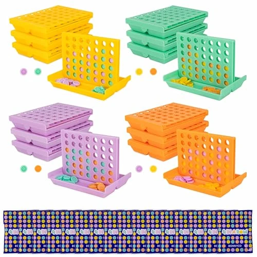 Limited offer: BONNYCO 4 in a Row Pack of 16 Party Bag Fillers for Kids Age 3-12. Mini Travel Toys, Birthday Party Favours, Classroom Rewards for Primary Pupils, Stocking Fillers from 15.99 EUR to 15.99 EUR (save 0%)