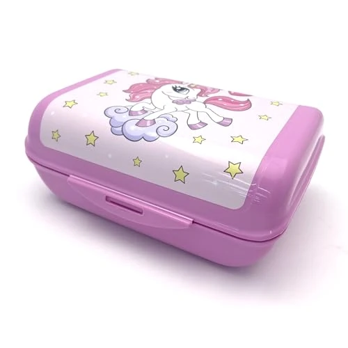 Offerta a tempo: Fackelmann Lunch Box M "Unicorni" 1.47L, 17,5x12x7 cm - Portamerenda Bambini in PP con Clip - Ideale Scuola, Asilo - per spuntini e merende, Lavabile in Lavastoviglie, Linea Mini Cooking - 39% da 7.99 € a 4.85 €