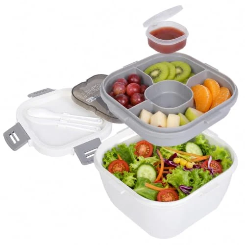 Offre limitée : VINATO Lunch Box 1700 ml, Boite a Salade avec Compartiments | Bento Box pour Salade et Meal Prep avec Couverts, Adapté Micro-Onde/Réfrigérateur de 14.49 € à 13.99 € (3% de remise)