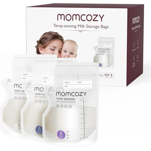 Limited-time offer: Momcozy Easy Pour Breastmilk Storage Bag, 250ml, Temp-Sensing Color Change, 200 Count Milk Bag with Self Standing for Breastfeeding, No Leak Presterilized for Freezer, Recyclable & BPA Free from 32.99 £ to 28.04 £ (save 15%)