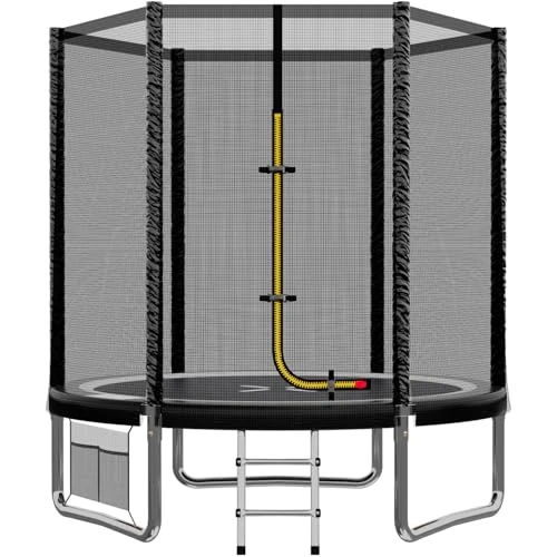 Offre limitée : JUMMICO Trampoline extérieur Ø 183/228/305/366/427 cm, Trampoline de Jardin pour Enfants avec échelle et Poche latérale (Noir, 183 cm) de 145.99 € à 145.99 € (0.00% de remise)