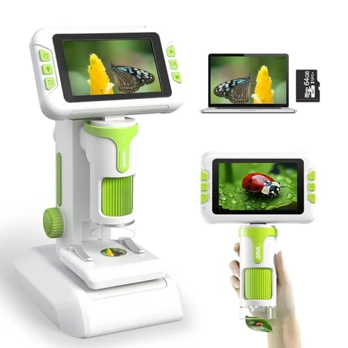 Offerta a tempo: Charmofun Microscopio Bambini, Microscopio Digitale con Scheda di Memoria da 64GB, Microscopios Portatile Bambini con Schermo LCD 4", Ingrandimento 1600X, Foto e Video, Funzione Portatile e Fissa - 0.00% da 52.99 € a 52.99 €