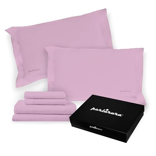 Limited offer: PERLARARA Percale Cotton Double Bed Sheet Set – Top Sheet, Fitted Bottom Sheet and 2 Pillowcases – Lilac from 69.00 EUR to 54.00 EUR (save 22%)