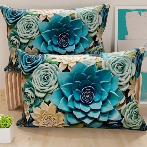 Offerta a tempo: PETTI Artigiani Italiani - Coppia di Federe Cuscino 40x145 cm in Microfibra, Cuscini Arredo Camera da Letto, Divano, Salotto, Set 2 Fodere Copricuscino, Federa Floreale 05 15, 100% Made in Italy - 34% da 22.90 € a 15.15 €