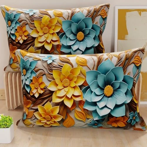 Offerta a tempo: PETTI Artigiani Italiani - Coppia di Federe Cuscino 40x145 cm in Microfibra, Cuscini Arredo Camera da Letto, Divano, Salotto, Set 2 Fodere Copricuscino, Federa Floreale 05 16, 100% Made in Italy - 35% da 22.90 € a 14.84 €