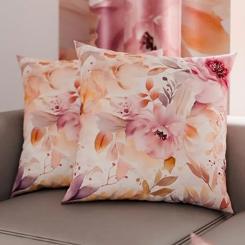 Offerta a tempo: PETTI Artigiani Italiani - Coppia di Federe Cuscino 65x65 cm in Microfibra, Cuscini Arredo Camera da Letto, Divano, Salotto, Set 2 Fodere Copricuscino, Federa Floreale 2, 100% Made in Italy - 57% da 17.90 € a 7.72 €