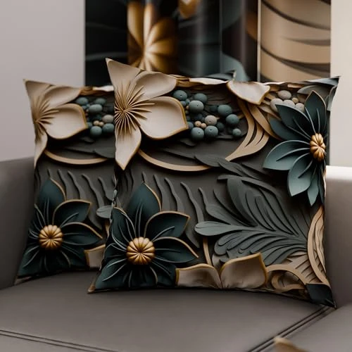 Offerta a tempo: PETTI Artigiani Italiani - Coppia di Federe Cuscino 80x80 cm in Microfibra, Cuscini Arredo Camera da Letto, Divano, Salotto, Set 2 Fodere Copricuscino, Federa Floreale 05 8, 100% Made in Italy - 30% da 22.90 € a 16.07 €
