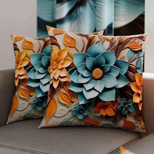 Offerta a tempo: PETTI Artigiani Italiani - Coppia di Federe Cuscino 80x80 cm in Microfibra, Cuscini Arredo Camera da Letto, Divano, Salotto, Set 2 Fodere Copricuscino, Federa Floreale 05 16, 100% Made in Italy - 38% da 22.90 € a 14.20 €