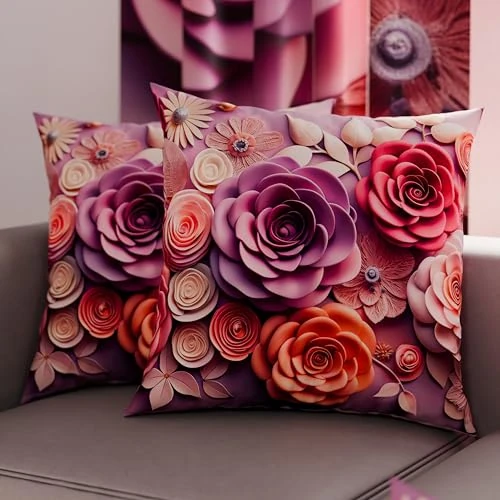 Offre limitée : PETTI Artigiani Italiani - Lot de 2 Taies d'Oreillers 80x80 cm 100% Microfibre Hypoallergénique, Housse Oreiller Rectangulaire Motif Floral 05 17, Paquet de 2, Fabriqué en Italie de 12.95 € à 12.95 € (0.00% de remise)