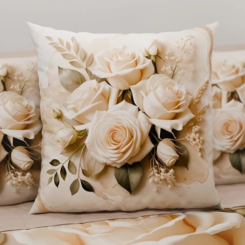 PETTI Italian Artisans - Pair of 80x80 cm Microfiber Cushion Covers, Bedroom, Sofa, Living Room Decor Cushions, Set of 2 Cushion Covers, Cream Pillowcase, 100% Made in Italy