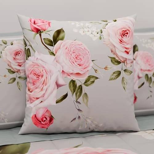 PETTI Italian Artisans - Pair of 45x45 cm Microfiber Cushion Covers, Decorative Pillows for Bedroom, Sofa, Living Room, Set of 2 Cushion Covers, Floral Pillow Case 20 Grey, 100% Made in Italy