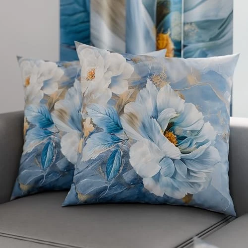 PETTI Italian Artisans - Pair of 80x80 cm Microfiber Cushion Covers, Decorative Pillows for Bedroom, Sofa, Living Room, Set of 2 Cushion Covers, Floral Pillow Case 13, 100% Made in Italy