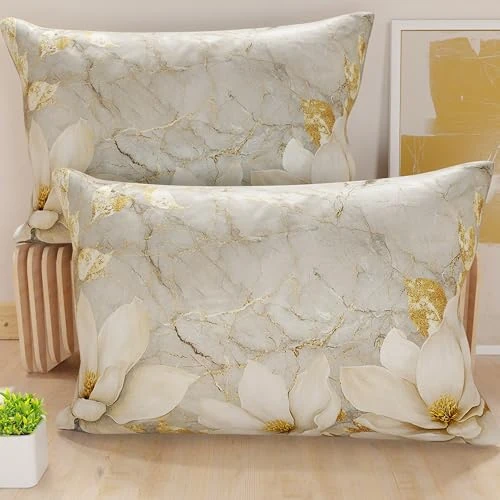 PETTI Italian Artisans - Pair of 80x40 cm Microfiber Cushion Covers, Decorative Pillows for Bedroom, Sofa, Living Room, Set of 2 Cushion Covers, Floral Pillow Case 32, 100% Made in Italy