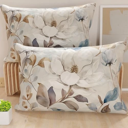PETTI Italian Artisans - Pair of 70x40 cm Microfiber Cushion Covers, Decorative Pillows for Bedroom, Sofa, Living Room, Set of 2 Cushion Covers, Floral Pillow Case 16, 100% Made in Italy