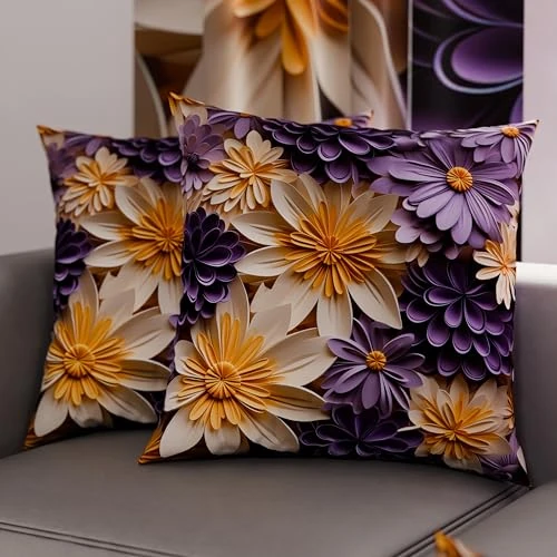 PETTI Artigiani Italiani - Para poszewek na poduszki 65 x 65 cm z mikrofibry, poduszki do sypialni, sofy, salonu, zestaw 2 poszewek na poduszki, poszewka na poduszkę w kwiaty 05 4, 100% wyprodukowano