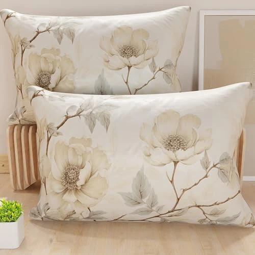 PETTI Artigiani Italiani - Coppia di Federe Cuscino 60x40 cm in Microfibra, Cuscini Arredo Camera da Letto, Divano, Salotto, Set 2 Fodere Copricuscino, Federa Floreale 6, 100% Made in Italy