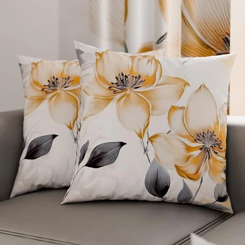 PETTI Artigiani Italiani - Coppia di Federe Cuscino 45x45 cm in Microfibra, Cuscini Arredo Camera da Letto, Divano, Salotto, Set 2 Fodere Copricuscino, Federa Floreale 37, 100% Made in Italy