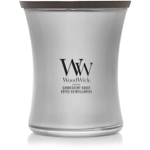 WoodWick Candela profumata con stoppino scoppiettante | Candela a clessidra media Candescent Coast | Candele a lunga durata: fino a 60 ore | Regalo perfetto per le donne