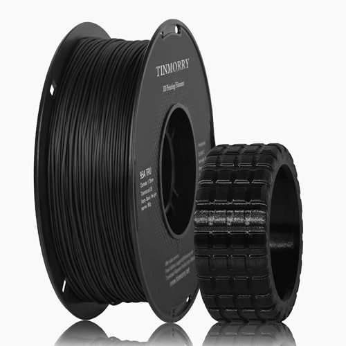 TINMORRY Filamento TPU de 1,75 mm, material de impresión 3D para impresora 3D, 1 kg, 1 carrete, color negro