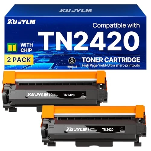 KUPYLM TN2420 TN 2420 Toner Cartouche de Toner Compatible pour Brother MFC L2710DW MFC L2710DN HL-L2310D HL-L2350DW MFC L2750DW DCP-L2510D HL-L2375DW MFC L2730DW DCP-L2530DW DCP-L2550DN (2 Noir)
