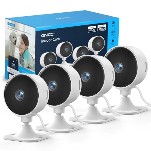 Limited-time offer: GNCC GC3 4-Pack CCTV Cameras for House Security, 1080P Indoor Camera with Pet/Baby Monitoring, Fixed Lens, 2 Way Audio, Cloud Subscription Required, SD Storage, 2.4GHz WiFi Only, APP Alert, Plug-in from 42.99 GBP to 42.99 GBP (save 0%)