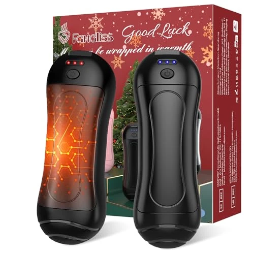 FANDLISS Ogrzewacze do rąk 2 w 1, do ładowania, 2025, najnowszy cylindryczny ogrzewacz do rąk, 3 tryby ogrzewania, 6000 mAh, do pracy na świeżym powietrzu, kempingu, podróży, zimnych miejsc, czarny