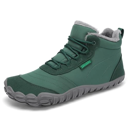 Offre limitée : SAGUARO Barefoot Botte Hiver Homme Bottine Femme Bottes de Neige Bottine Fourrées Boots Hiver Chaussures de Randonnée Antidérapante Chaussures Minimaliste Vert Foncé,EU Gr.45 de 59.99 € à 51.29 € (15% de remise)