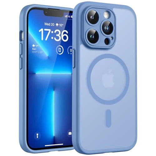 Offerta a tempo: TOCOL Cover Magnetica per iPhone 13 Pro Max 6,7 Pollic, Compatibile con MagSafe, Protezione Fotocamera Integrata, Custodia Antiurto Traslucida Opaca, Blu Chiaro - 6% da 16.99 € a 15.99 €