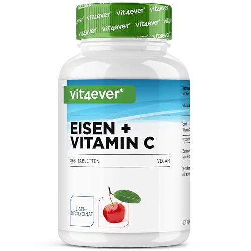 Oferta limitada: Hierro con 40 mg de vitamina C natural - 365 comprimidos de hierro - Alta biodisponibilidad gracias al complejo quelato (bisglicinato de hierro) - Alta dosis, vegano, sin aditivos indeseados de 17.99 EUR a 14.66 EUR (ahorro 19%)