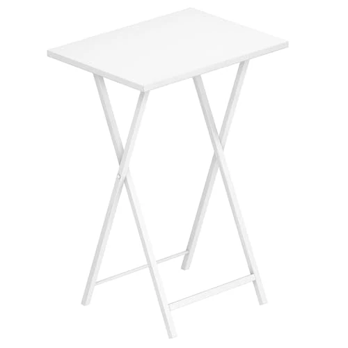Offerta a tempo: HOOBRO Tavolino, Tavolini per Spuntini, Pieghevoli Tavolo, Accanto al Divano, Stile Industriale, per Spazio Stretto, Struttura Stabile, Montaggio Facile, Bianco EWW15BZ01 - 36% da 34.99 € a 22.43 €