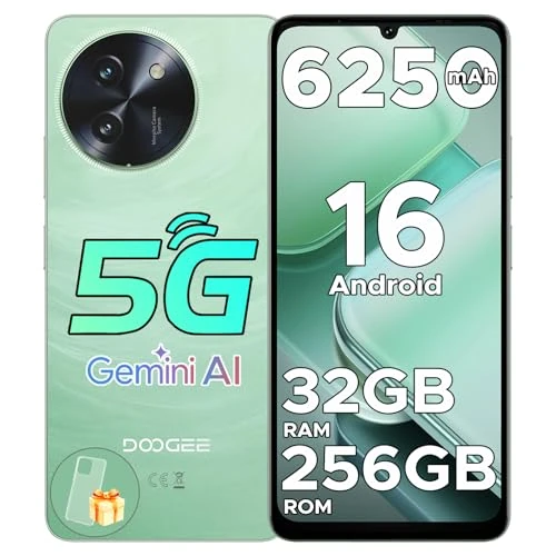 DOOGEE Note 59 Pro Smartphone 5G Android 16, 6,75 Zoll 120 Hz 32 GB + 256 GB/TF 2 TB Handy, T8200 Octa-Core Telefon, 6250 mAh/Gemini AI/16MP+8MP/Fingerprint/Face ID/5G Dual SIM/Widevine L1/OTG/Typ-C