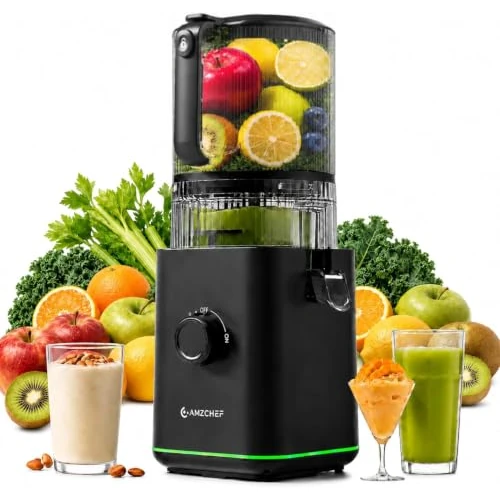Offerta a tempo: AMZCHEF Estrattore di Succo, Bocca 155mm, 2,5L, Separatore della Schiuma, 2 Filtres, Pressione Automatica, Succo Puro e Vellutato, Silenzioso e Facile da Pulire, Ideale per Famiglia e Colazione - 35% da 199.99 € a 129.99 €