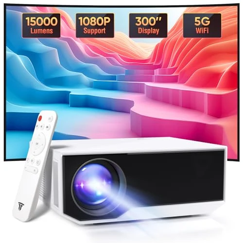 Wielio Full HD 1080P beamer met 4K-ondersteuning, bluetooth en wifi, 18000 lumen HD-display, ondersteuning 30-200 inch projectieformaat, compatibel met iOS/Android/laptop/Xbox