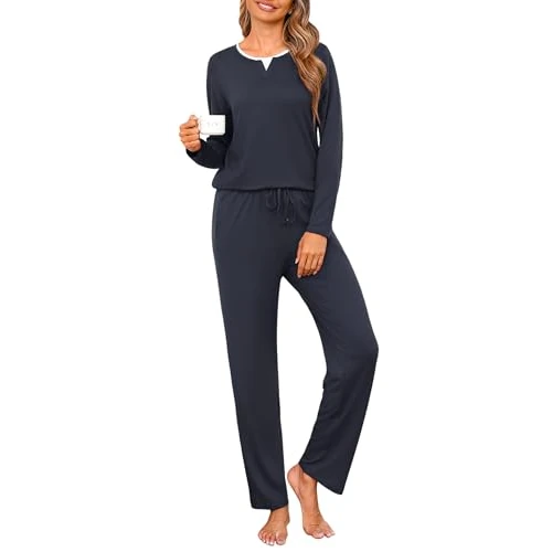 Offerta a tempo: Jahetuul Pigiama Donna Cotone Lungo Leggero Pigiami da Donna Invernale - 33% da 29.99 € a 19.99 €