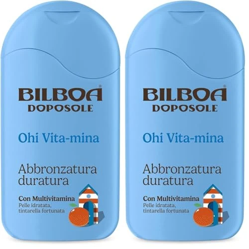 Offerta a tempo: Bilboa, Doposole Ohi Vita-mina, Abbronzatura Duratura con Multivitamina, Pelle idratata, Tintarella fortunata, Dermatologicamente Testato - 200 ml (Confezione da 2) - 42% da 20.78 € a 12.00 €