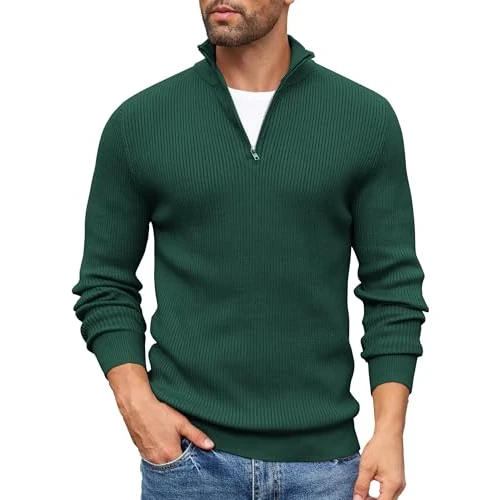 Oferta limitada: COOFANDY Jersey Hombre Cuello Alto Sueter Manga Larga Jersey Vestir Suéter Invierno Jerséis con Cremallera Sweater de Punto Verde S de 36.99 EUR a 25.89 EUR (ahorro 30%)
