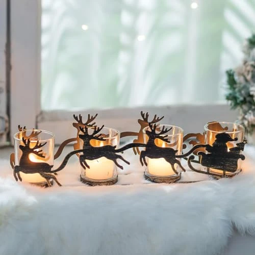 Offerta a tempo: NUPTIO Portacandele Oggettistica Natalizia Centrotavola: Porta Candele Centrotavola Natalizio Elegante Oggetti Natalizi per la Casa Centro Tavola Soprammobile Interno Camino Davanzali Sala da Pranzo - 45% da 25.98 € a 14.38 €
