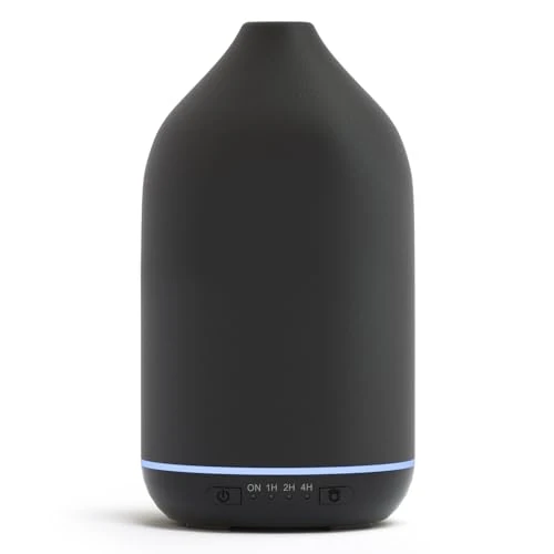 SALKING Difusor de aceites esenciales de cerámica, ultrasónico aromaterapia difusor con luces LED de 7 colores, apagado automático, temporizador 1 hora/2 horas/4 horas, Essential Oil Diffuser para