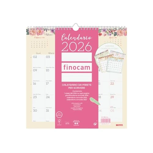 Limitiertes Angebot: Finocam - Wandkalender 2026 Monatslayout Januar - Dezember 2026 12 Monate | Kalender 2026 für Anmerkungen | Monatsplaner Design - Italienisch, Wand schreiben, 30 x 30-300 x 300 mm von 9.28 EUR auf 9.28 EUR (Spare 0%)