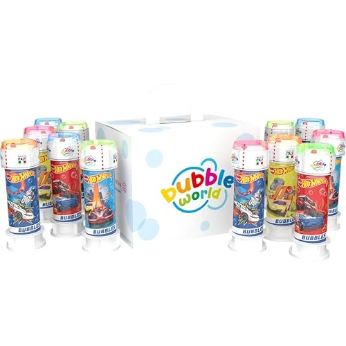 Offerta a tempo: Bubble World Bolle di sapone HOT WHEELS per bambini Party Pack confezione 12 pz da 60 ml Gadget compleanno a tema Auto Corsa Made in Italy - 0.00% da 29.59 € a 29.59 €