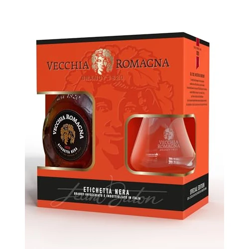 Offerta a tempo: Vecchia Romagna Etichetta Nera 70cl Special Pack - Confezione regalo con un bicchiere. Brandy con doppio invecchiamento, gusto elegante e deciso. 38% vol. - 13% da 15.90 € a 13.89 €