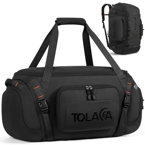 Limited offer: Tolaccea Sport Duffel Backpack with Independent Laptop Sleeve for Men and Women, Black, 55L, 3-in-1 Carrying Options: Backpack, Handheld & Crossbody from 109.99 EUR to 94.99 EUR (save 14%)