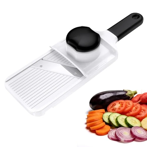 Ibergrif Mandolina per Verdure e Frutta – Affettatrice Manuale Regolabile 1–4 mm, Design Compatto ed Ergonomico, con Protezione per le Dita e Blocco di Sicurezza, Pulizia Facile