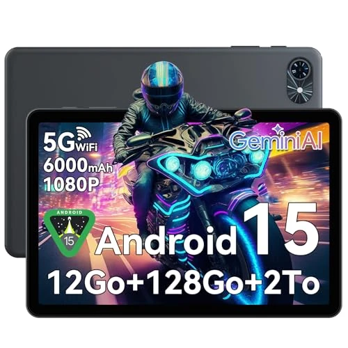 TABWEE Tablet 2025 Android 15 met geïntegreerd 10,1 inch display, 12 GB RAM, 128 GB ROM/2 TB TF,