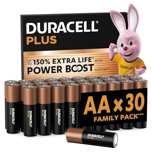 Limited-time offer: DURACELL Plus AA Batteries (30 Pack) – Alkaline Batteries 1.5V – Up to 150% Extra Life with POWER BOOST Actives– Reliability For Everyday Devices – 0% Plastic Packaging – 10-Year Storage - MN1500 from 27.99 GBP to 23.99 GBP (save 14%)
