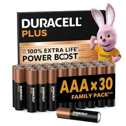Offerta a tempo: DURACELL Plus AAA Batteries (30 Pack) – Alkaline Batteries 1.5V – Up to 100% Extra Life with POWER BOOST Actives– Reliability For Everyday Devices – 0% Plastic Packaging – 10-Year Storage-MN2400 - 24% da 27.99 € a 21.19 €